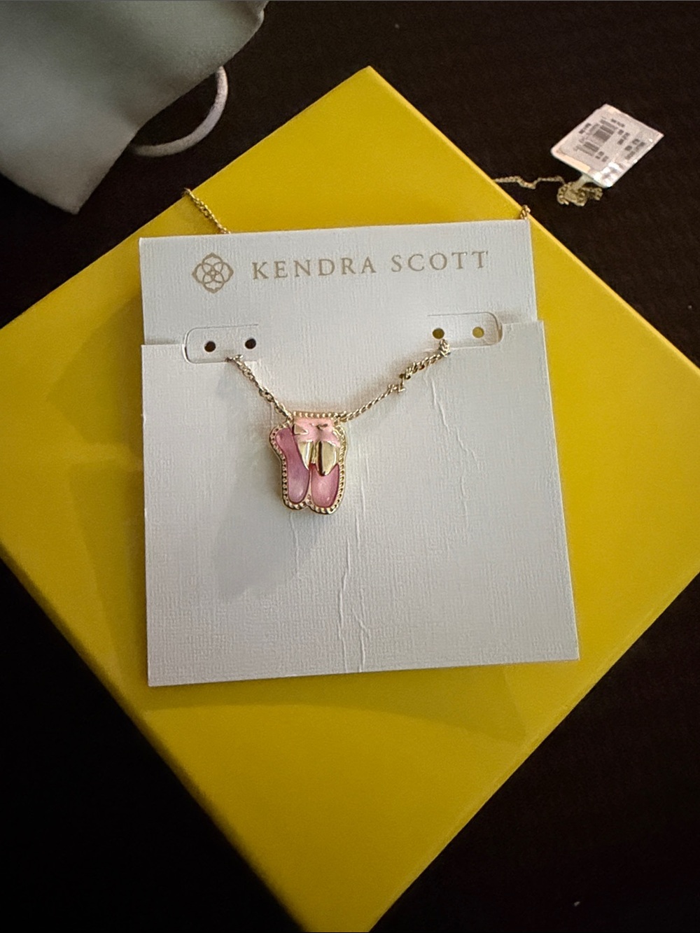 Kendra Scott Gold Necklace with Pink Ballet Charm